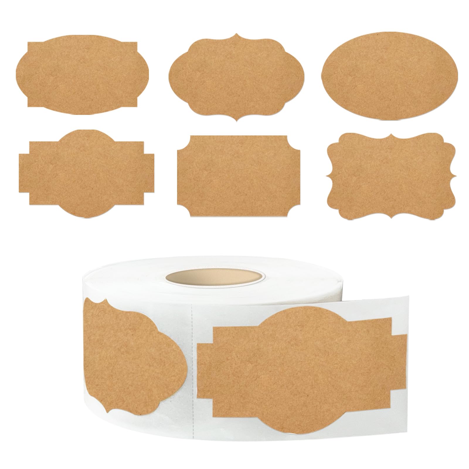Photo 1 of 350 PCS Gift Tags Stickers Name Labels Stickers,2" x 1.2" Fancy Shape Stickers Self-Adhesive Handmade Bottle All-Purpose Jar Labels for Presents Cosmetic Decoration Jars Food Craft (Dark Kraft)