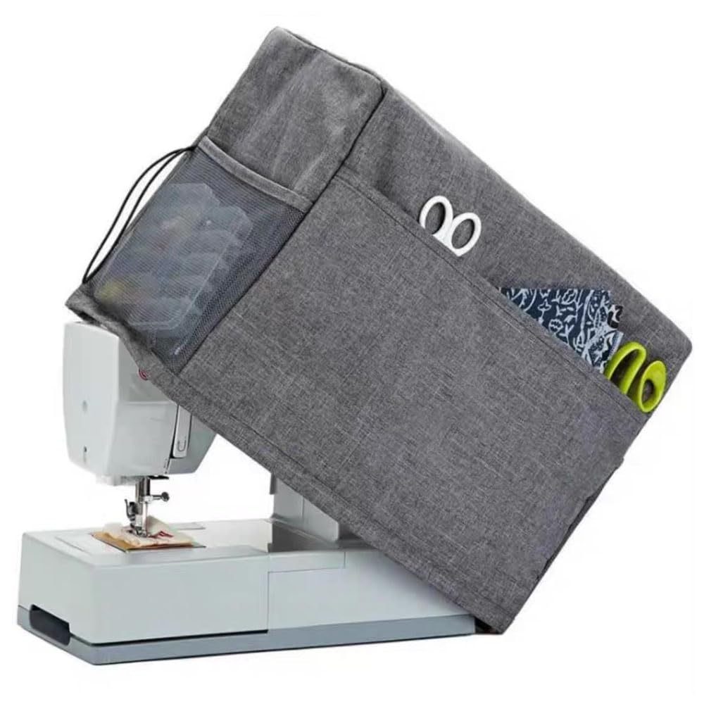 Oaygat Sewing Machine Cover with Storage Pockets Foldable Dust Protector Oxford Cloth Sewing Machine Dustproof Cover with Pockets for Domestic Machines Accessory