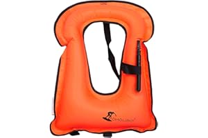 OMOUBOI Inflatable Snorkel Vest Kayak Swim Vest for Adults Snorkel Vests Inflatable Buoyancy Jacket Portable Diving Jackets Swimming Vests for Snorkeling Water Sports Beginner Adults-Only (96-220 lbs)