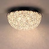 Bekada 12’’ Modern Crystal Chandelier, LED Flush Mount Ceiling Light Fixture, 3/4/5000K Dimmable Ceiling Lamp for Dining Room