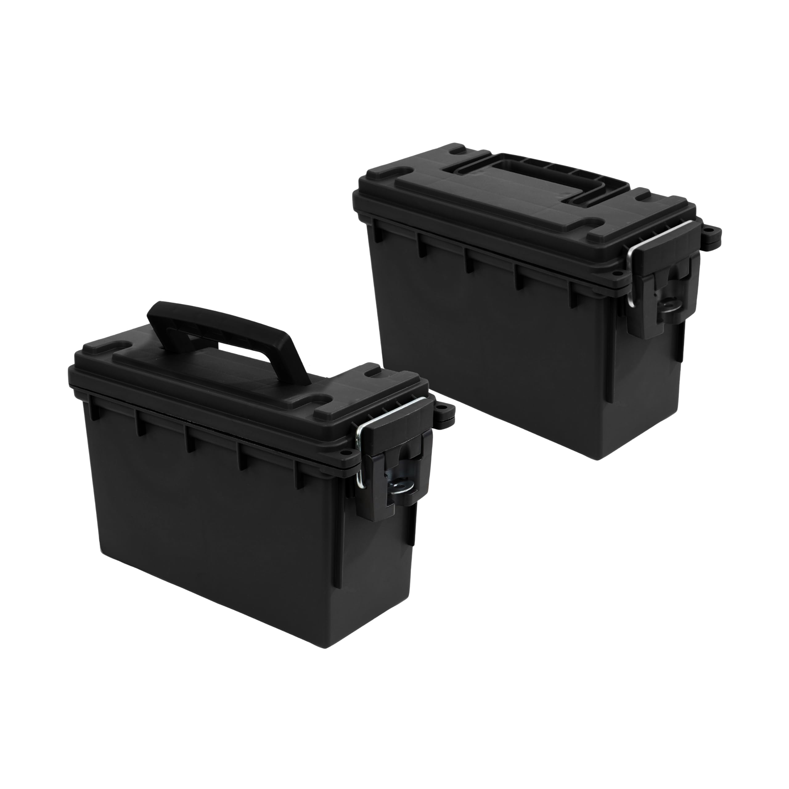 Photo 1 of Sheffield 12790 2-Pack Ammo Storage Box, Stackable .30 Cal Field Boxes, Water and Dust Resistant, Lockable Storage Box with Handle, Secures Hunting Gear, Supplies, and Bullets, Made in The USA, Black
