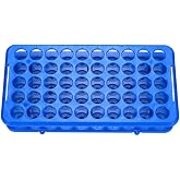 BKMAMLAB Plastic Test Tube Holder Rack for 5ml/10ml/15ml Tubes, Detachable,Holes 50(Blue Single)