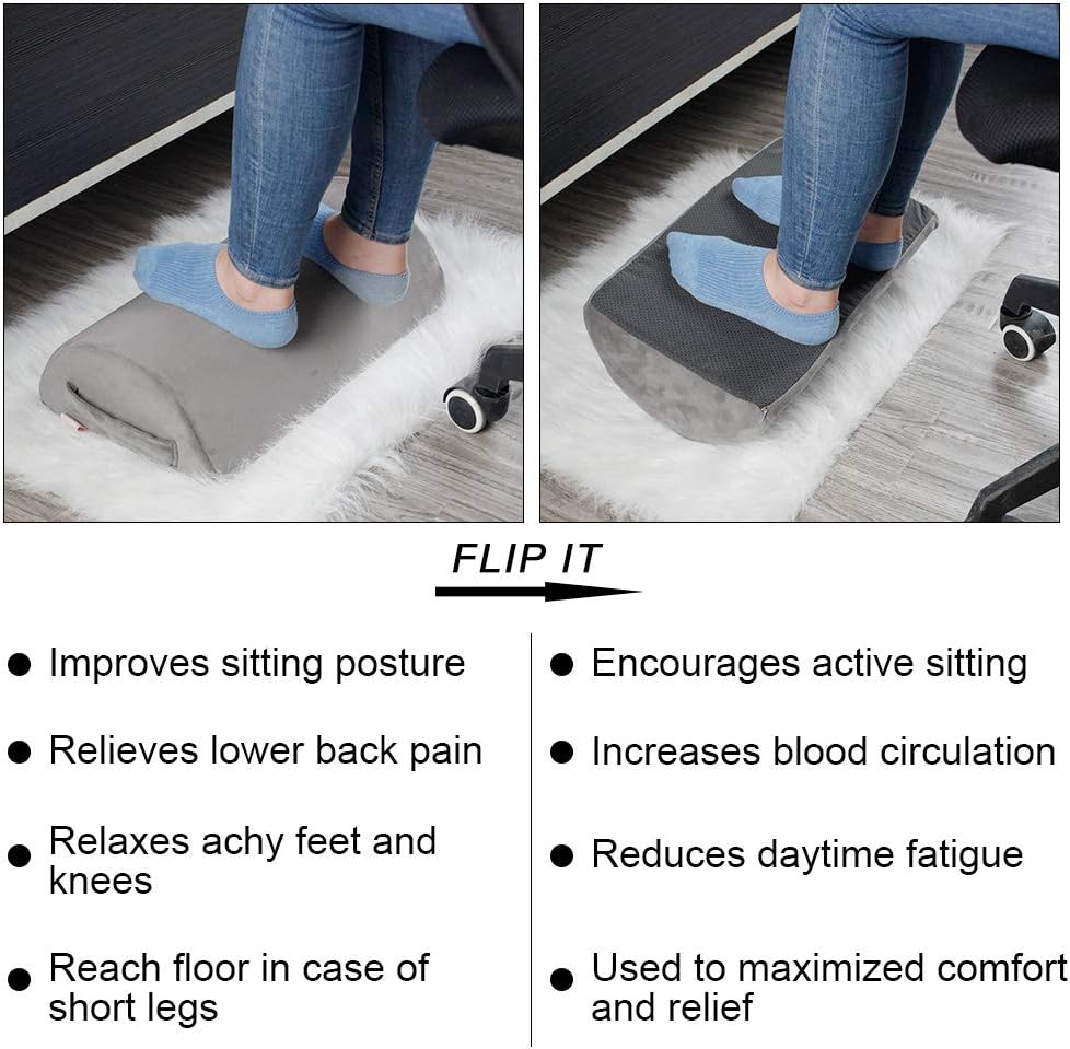 Ergonomic Foot Rest Cushion Under Desk with High Rebound Ergonomic Foam Non-Slip Half-Cylinder Footstool Footrest Ottoman for Home Office Desk Airplane Travel (Grey) : Office Products