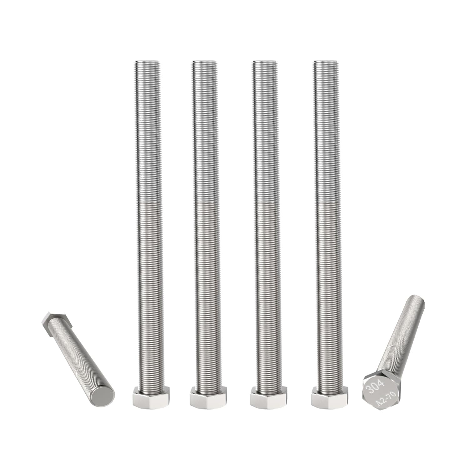 Aopin 5pcs SUS304 Stainless Steel M8 x 150mm Hex Head Bolts Screws Grade 8.8 Stainless Steel, Fasteners Fully Machine Threaded