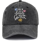 Life is Better in The Garden Hat for Women, Adjustable Embroidered Cotton Gardening Baseball Cap