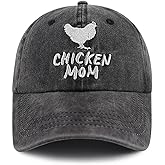 Kpainath Chicken Mom Hat, Funny Adjustable Washed Cotton Embroidered Farm Hen Baseball Cap