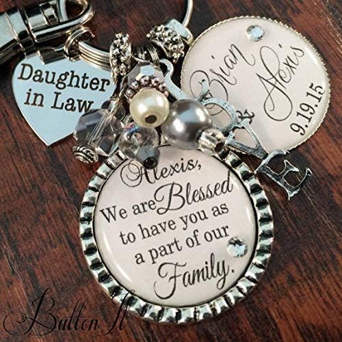 personalized wedding gift, anniversary gift, first wedding anniversary, Daughter in Law gift, Bridal bouquet charm, wedding bouquet charm, bridal shower gift, wedding gift for bride