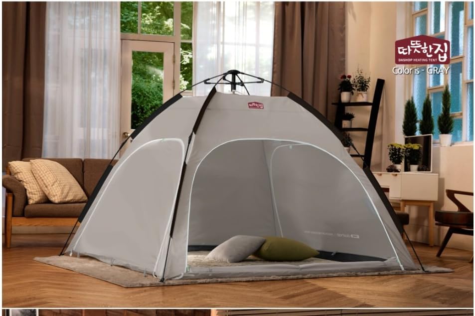 DASHOP Premium Indoor Heating Tent Easy Auto System Gray (For 4~5 people: 210 x 210 x 150)