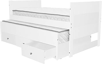 Amazon Com Bedz King All In One Twin Bed With Twin Trundle And 3
