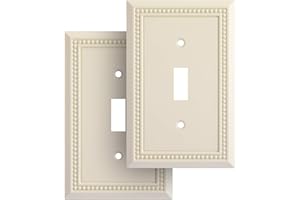Henne Bery Sunken Pearls Heavy Duty Decorative Wall Plate Switch Plate Outlet Cover, Durable Solid Zinc Alloy (Single Toggle 2PK, Light Almond)