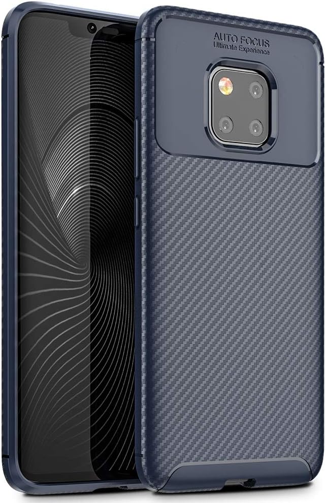 WindCase Huawei Mate 20 Pro Case, Carbon Fibre Grip Slip-Resistant Soft TPU Silicone Shockproof Protection Case Cover for Huawei Mate 20 Pro Blue