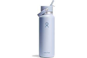 Hydro Flask 40 Oz Stainless Steel Wide Mouth Water Bottle with Leakproof Flex Straw Cap, Surf