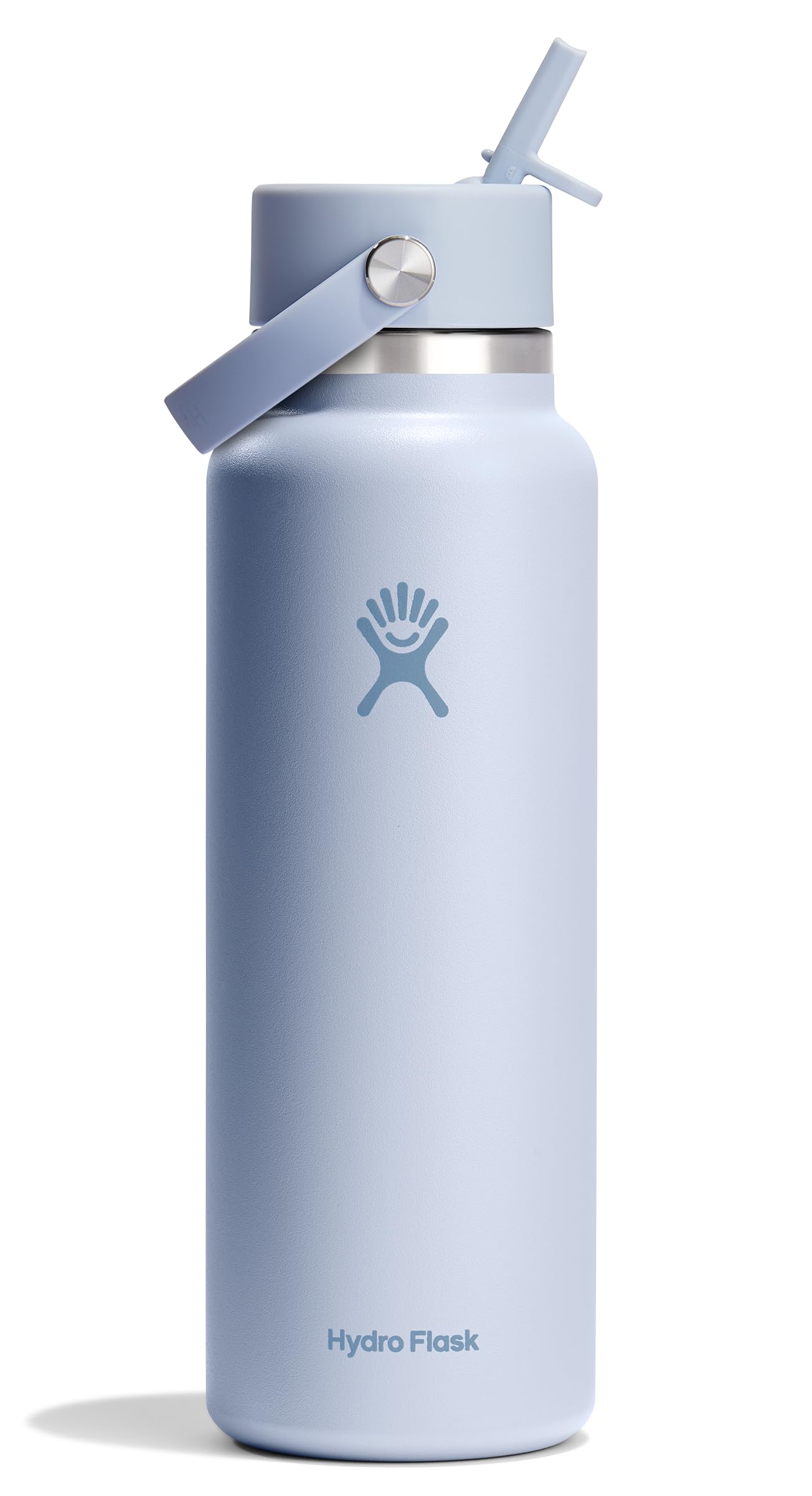 Hydro Flask Water Bottle - Insulated Stainless Steel - Wide Mouth Flex Straw Lid, Non Spill, Leakproof and Refillable in 40 Oz Surf Blue Image