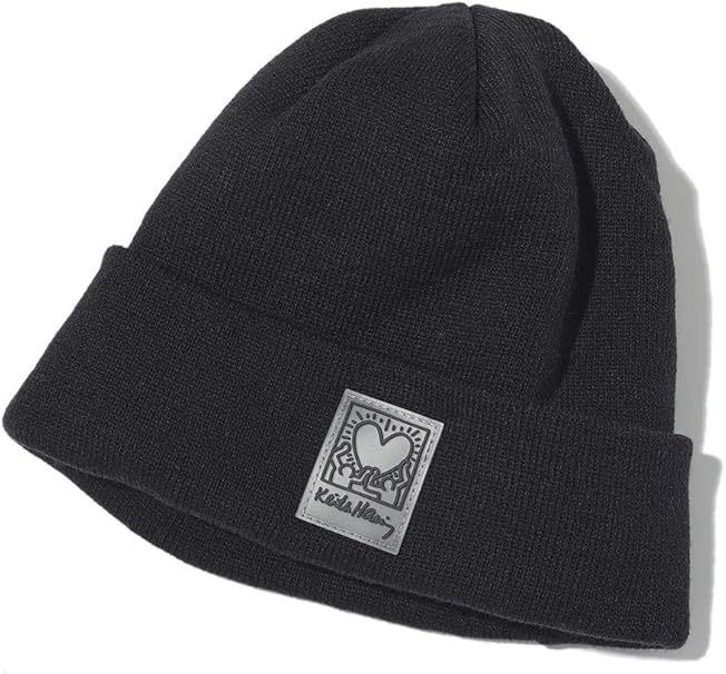 Amazon Spinns Keith Haring キースヘリング シリコンタグデザイン ニット帽 メンズ レディース ユニセックス 帽子 ロゴ 刺繍 ブラック スピンズ Spinns ニット 通販