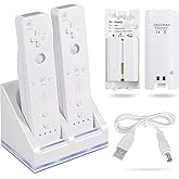 Rechargeable Battery Packs with Charger for Wii & Wii U Remote Controller,Montion Plus Controller(Dual Remote Charging Station Dock + 2 Pack 2800mAh Wii Replacement Batteries + USB Cable)