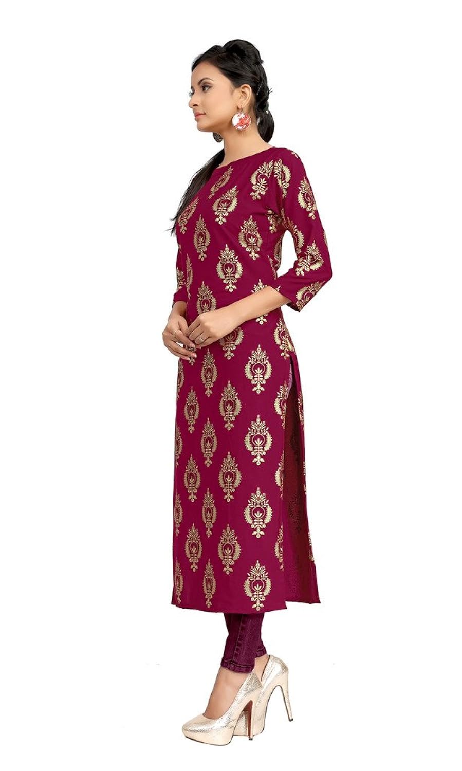ziyaa women's straight crepe kurta