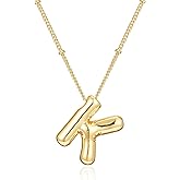 ESENY Gifts for Women,Bubble Letter Necklace Gold,14K Real Gold Plated,Initial Necklaces for Women Trendy,Birthday Gifts for Women Personalized (K)
