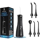 SOLIHY Cordless Water Flosser, Water Dental Flosser, Rechargeable Irrigation Cleaner,4 Modes Portable Water Flosser with 5 Nozzles, Water Flossers for Teeth, Dental Tools (Black)