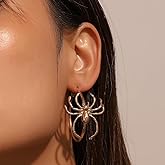 14k Gold Gothic Spider Drop Dangle Earrings Gold Spider Studs Earrings Exaggerated Studs Earrings Punk Creepy Earrings Giant Spider Costume Earrings Jewelry for Women and s