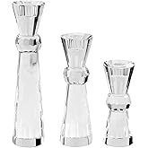 Kitcom Crystal Candlestick Holders Crystal Taper Candle Holders, Table Centerpieces for Party Wedding Banquet Decorations Set of 3, Comes with Gift Box(5.9''/7.9''/10.2'' Tall)