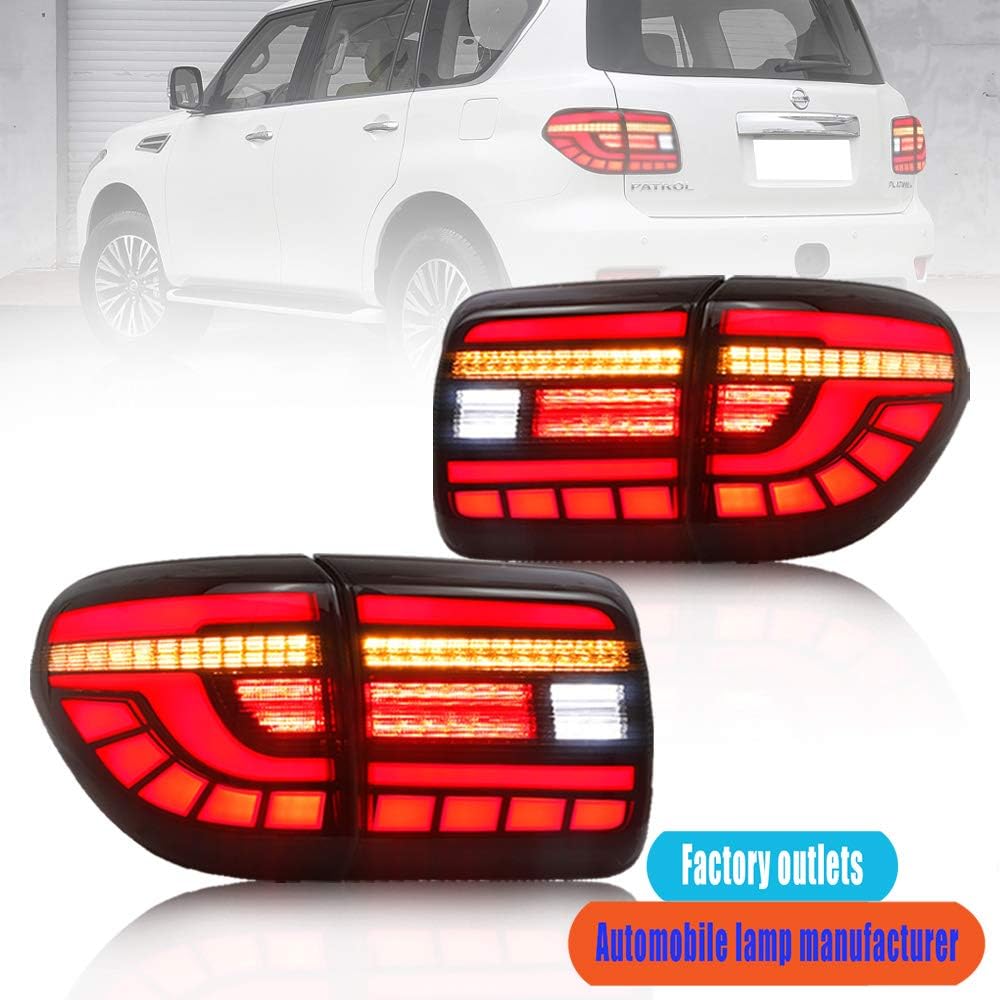 Kayue New LED taillights assembly for Nissan Patrol 2012-2018 LED Rear Lamp Y62 series general with DRL 2 PCS[Factory direct sales, free home delivery, one year warranty] (red)