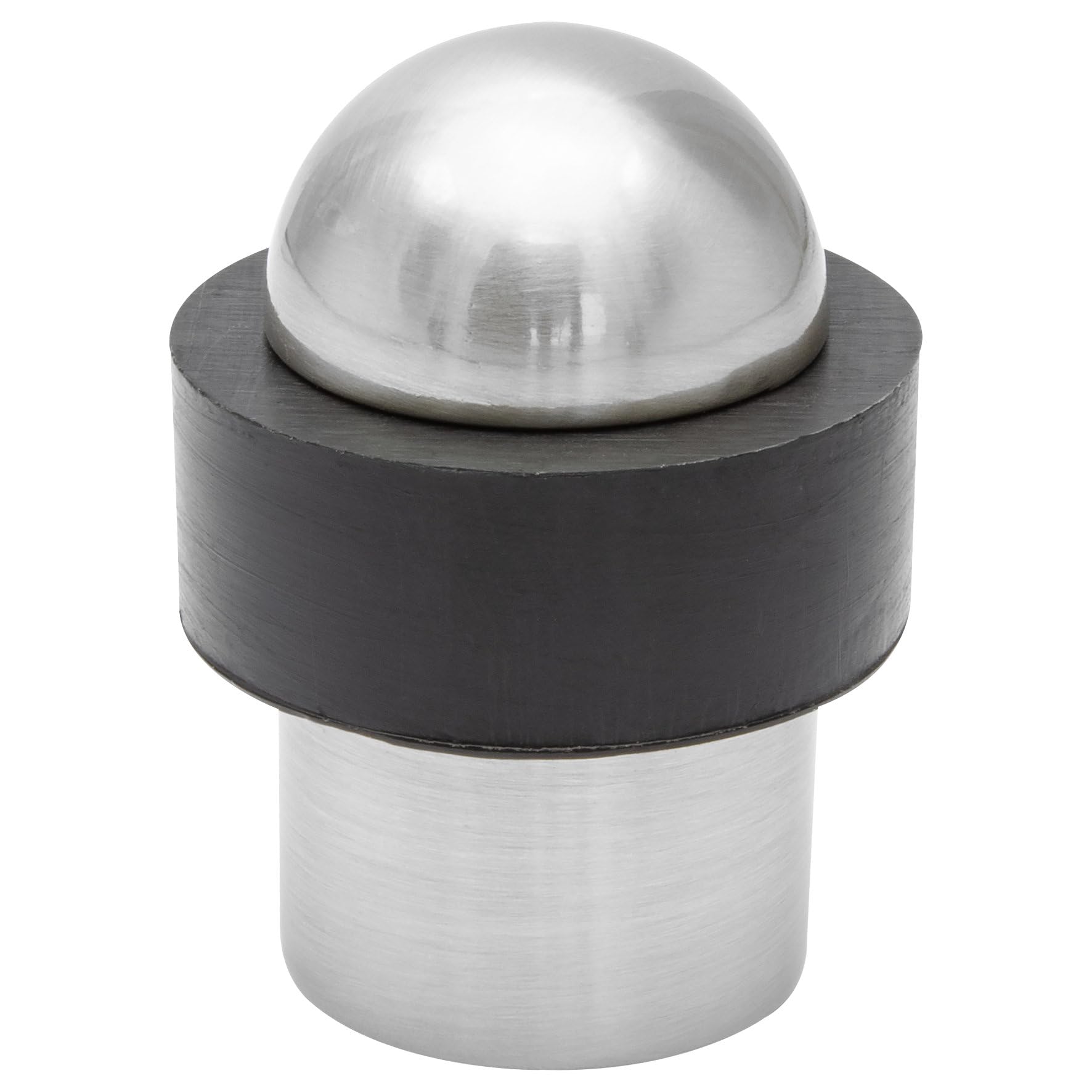 Wagner Doorstop DOM - Ø 37 x 49 mm, Design Buffer Made of satinised die-cast zinc with Stainless Steel Look + Soft Thermostatic Rubber, to be Screwed on Floors, mounting Material Included - 15504411 — image 1