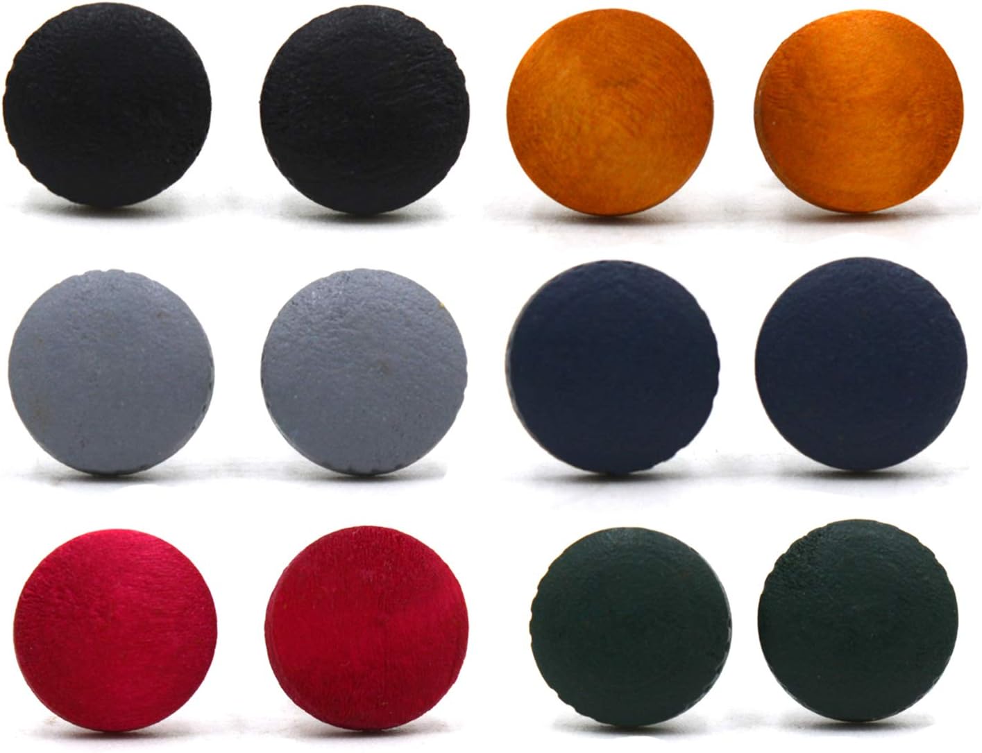 Combo of 6 Pairs of Trendy Wooden, Round Button Shape, Stud Earring for Regular, Office Wear, Valentine, Birthday Gift for Women Girls