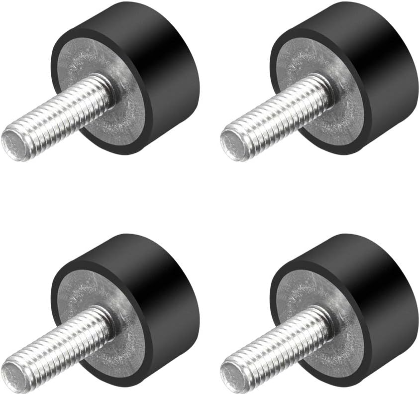 sourcing map M6 Thread Rubber Mounts,Vibration Isolators,Cylindrical Shock Absorber with Studs 20 x 10mm 4pcs