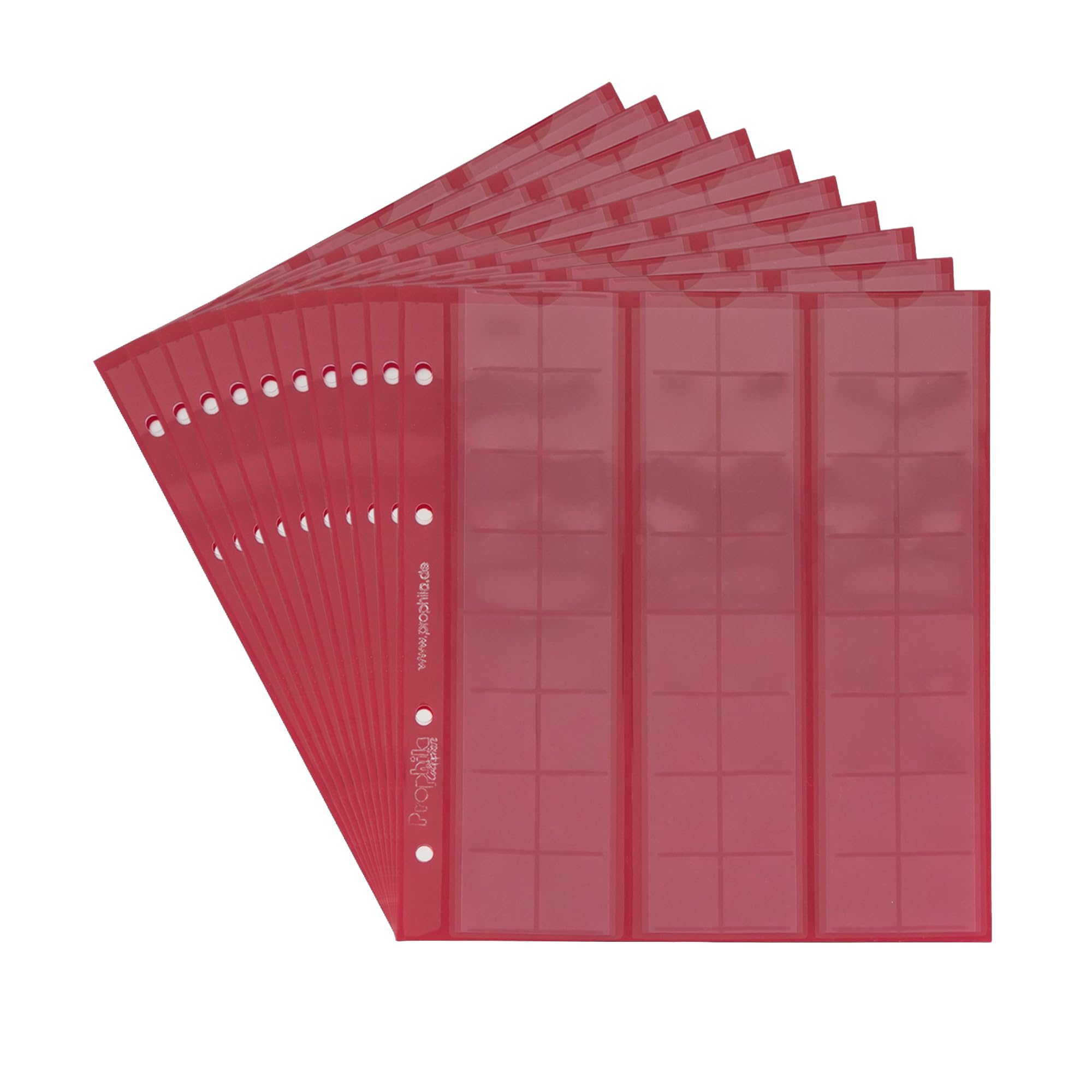 10 numismatic Prophila coin sheets, 48 pockets up to 17 mm diameter