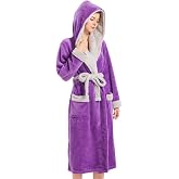 Inner Wish Women Hooded Plush Robe, Fleece Highly Absorbent Cozy Warm Bathrobe