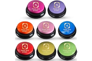 PAWS & SMILES Paws and Smiles Dog Talking Buttons, 8-Pack Recordable Dog Buttons for Communication & Training, Pet Buzzer Set for Dogs & Cats, Game Buzzers, Dog Gifts, Fluent Pet Tool