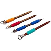 The Original DiamondCore Tools: 4-Pack Pottery Carving Tool Set &sbquo; P11, P19, FP1, X2, Clay Carving, Ceramic Sculpting, Sgraffito, Relief Fluting (Set 2)