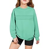 Haloumoning Kids Girls Crewneck Sweatshirt Casual Long Sleeve Pleated Front Casual Fall Pullover Tops 5-14 Years