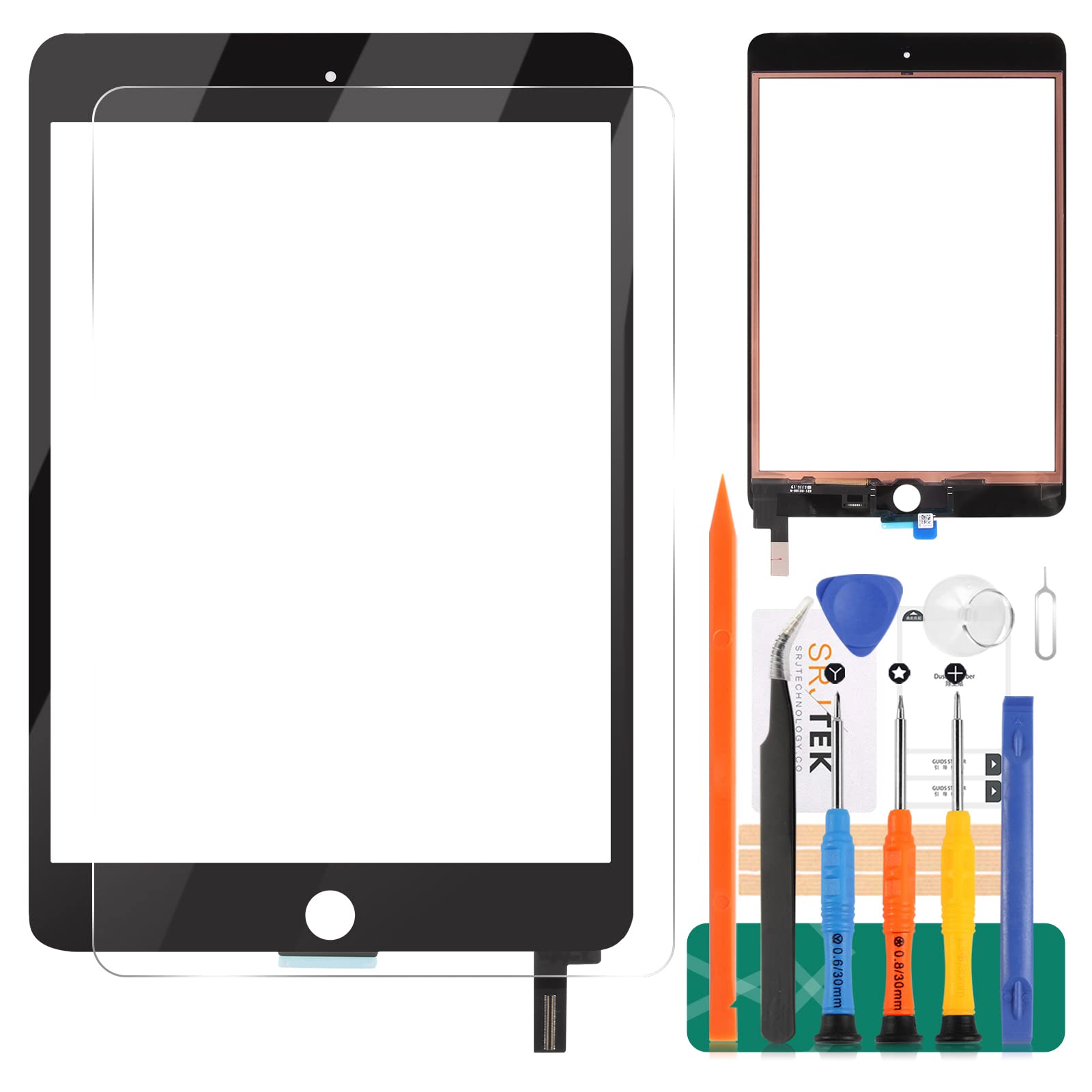 For IPad Mini 4 7.9 Screen Replacement 2015 A1538 A1550 Touch Screen Digitizer Glass Panel Lens Matrix Repair Parts Kit(No LCD) (Black)