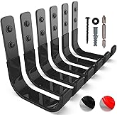 SunVFaFa Garage Hooks 4 Inch, 6 Pack Heavy Duty Wall Hooks for Hanging, Ladder Hangers for Garage Wall Mount, Steel J Utility Garden Hose Holder Tool Organizers and Storage(55lbs)