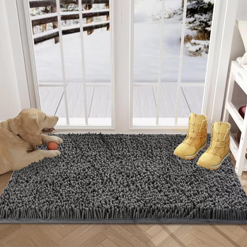 YOOTUKL Chenille Doormat Indoor 60X150CM Non Slip Dirt Trapper Quick Dry Soft Microfiber Durable Rubber Backing Outdoor Mats for Front Back Door, Entryway, Hallway, Kitchen,Bathroom