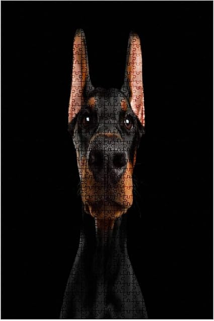Amazon Com 1000 Pieces Wooden Jigsaw Puzzle Doberman Dog With Catting Ears On Isolated Black Background Dog Fun And Challenging Board Puzzles For Adult Kids Large Diy Educational Game Toys Gift Home Decor