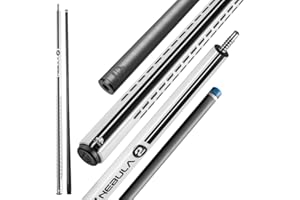 RHINO Nebula 2 Pool Cue - 100% Carbon Fiber Shaft & Composite Butt. Time Crystal Tip, Pro Taper Design, 12.4 mm,12.8 mm. 3/8-8 Joint, 3D Friction Grip. Low Deflection Pool Cue