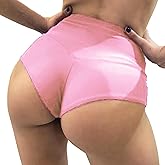 Women Retro Solid Silk High Waisted Scrunch Butt Lifting Booty Shorts Hot Pants