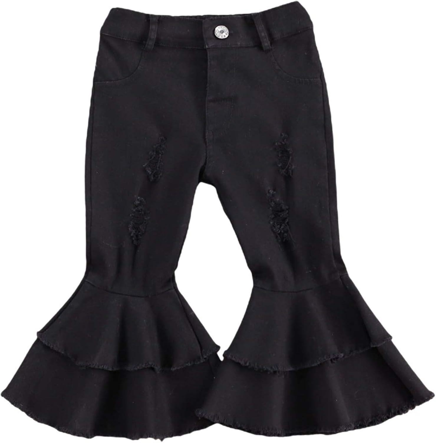 Toddler Girls Flare Jeans Ripped DoubleLayer BellBottomed