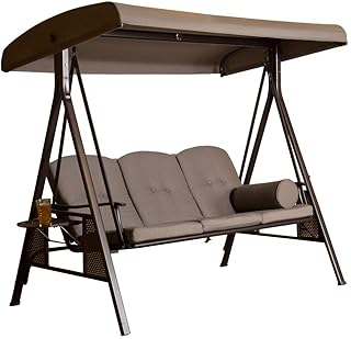 SORARA 3-sitzer Hollywoodschaukel | Braun | extra stabile Ausführung | Gartenschaukel Gartenliege Schaukelbank Gartenmöbel