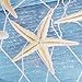 BROSHAN Beach Shower Curtains for Bathroom, Coastal Fishing Nets Seashells Conch Starfish on Wooden Board Ocean Bathroom Decor, Blue Waterproof Fabric Shower Curtain with Hooks
