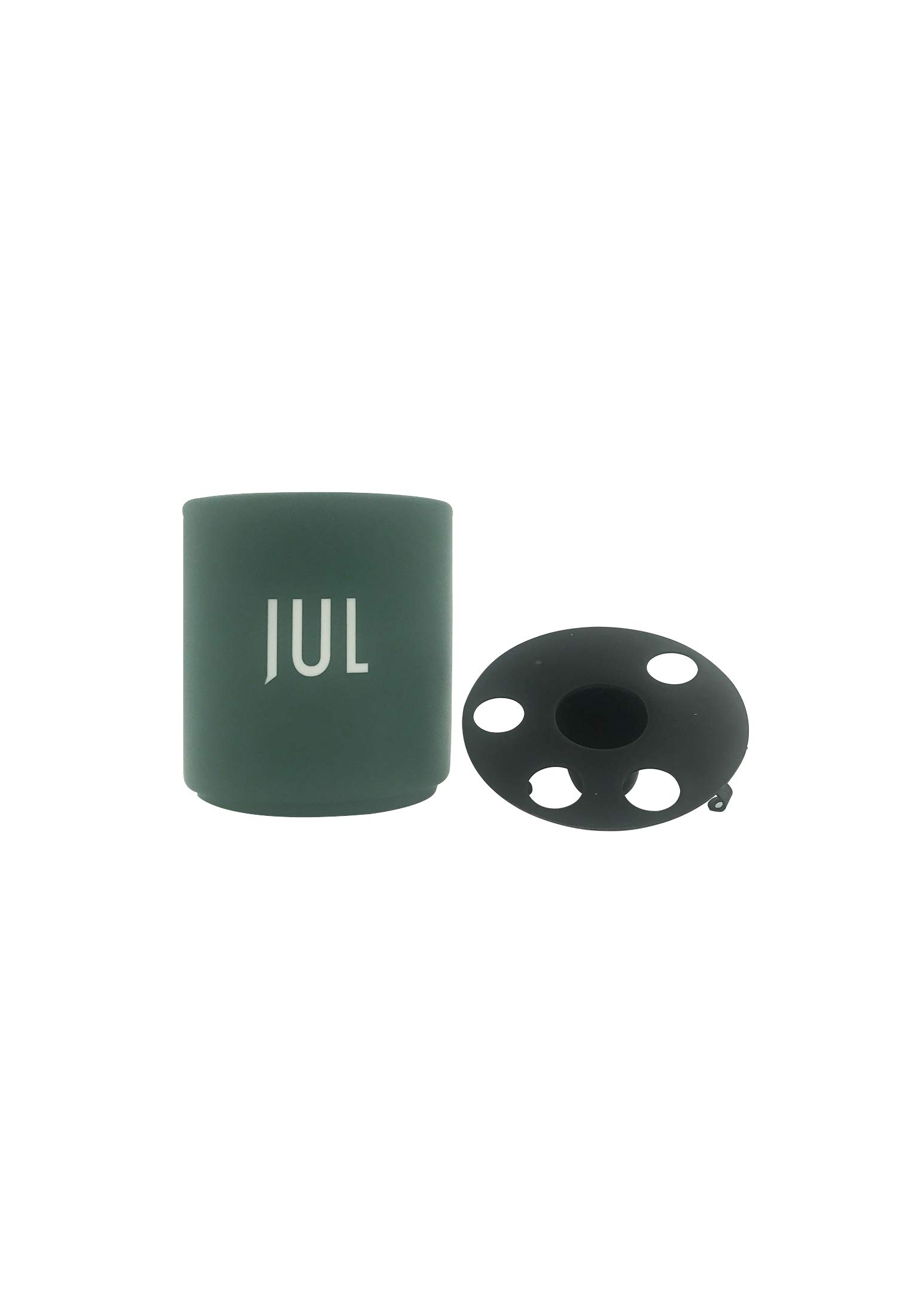 Design Letters Candle Holder Cup with Insert | Perfect for Advent Decoration/Christmas Decorations | Porcelain Candle Holder Cup in Engraved Letters with Insert | Christmas Candle Holder, Dark Green