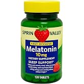 Melatonin Fast Dissolve Spriing Vallley, Strawberry, 10mg, 120 Ct, Pk 1 | Sleep Health, Dietary Supplement, Tablets, (Pack of 1)
