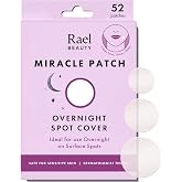 Rael Miracle Overnight Spot Cover Hydrocolloid Acne Pimple Patches (52 Ct) | Thicker &amp; Extra Adhesion, Ultra-Thin Patch for Face, Absorbs Fluid From Blemishes, Korean Skin Care, 3 Sizes