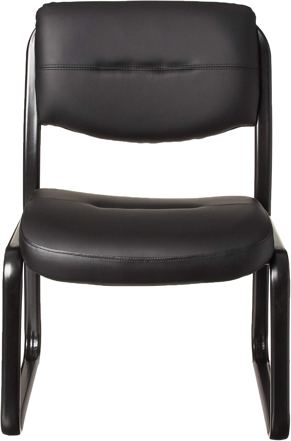 Boss Office Products Leather Sled Base Side Chair in Black: Furniture & Decor