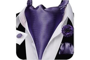 Ailisus Cravat Tie and Lapel Pin Set Mens Solid Color Paisley Ascot Silk Handkerchief Cufflinks Wedding