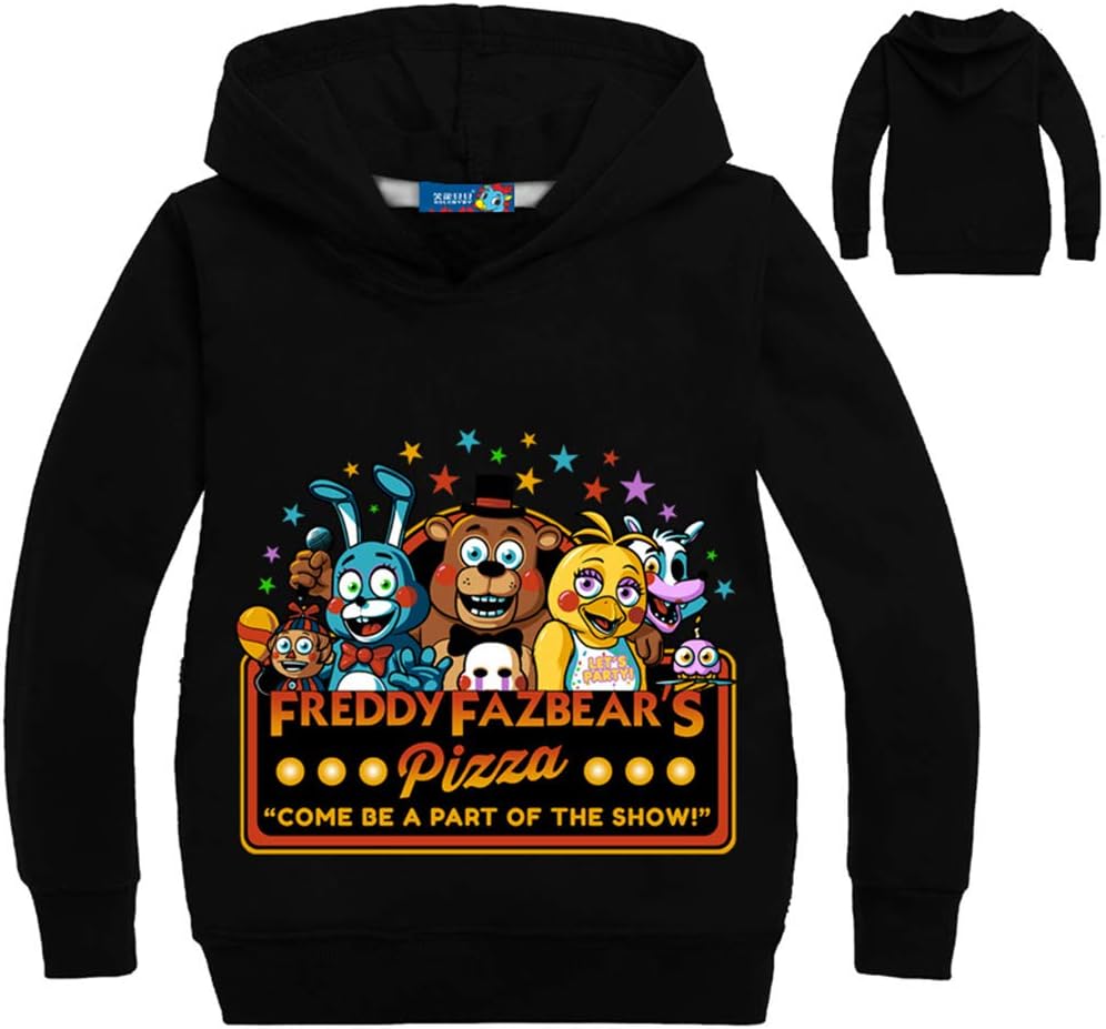 Unisex Five Nights at Freddy's Printed Pure Cotton Hooded Long Sleeve Sweatshirt for Boys and Girls