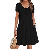 Zeagoo Womens Summer A-Line Dress with Pockets Mini Short Sleeve Dresses Flowy Beach Swing Dress 2026 Vacation Travel