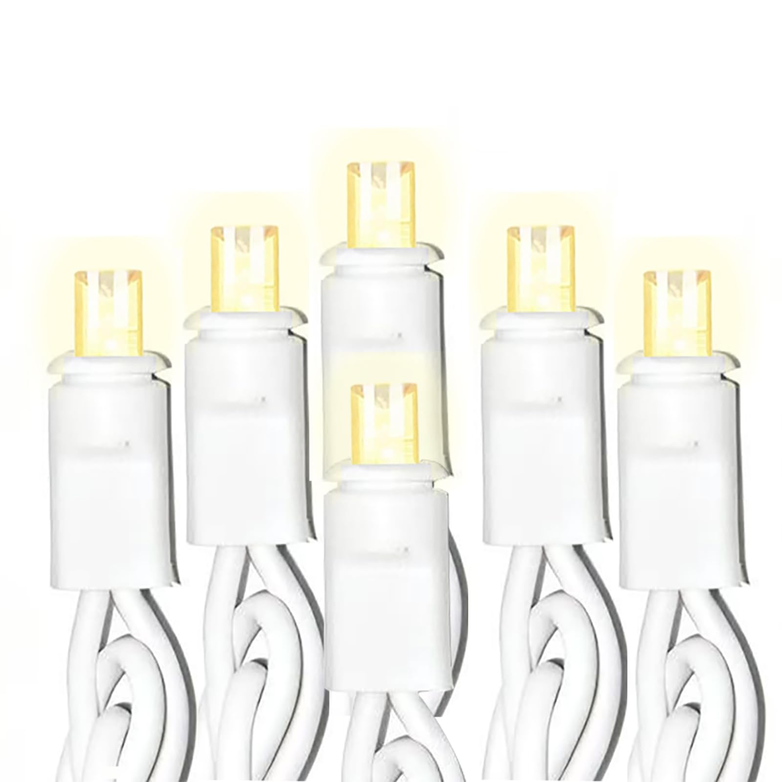 Photo 1 of 50 Counts Warm White LED Christmas Lights, 25ft Commercial Grade Outdoor String Lights - Waterproof UL Certified White Wire with 5mm Wide Angle Bulbs for Christmas Tree, Indoor & Outdoor Decor